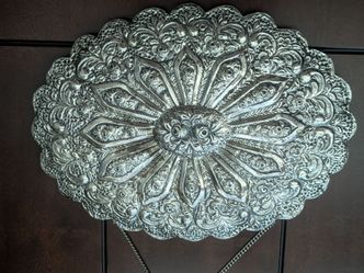 900 Silver Repousse Oval bridal mirror