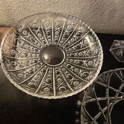 Vintage Cut Glass Crystal Serving Bowl