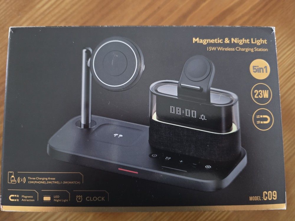 5 in 1 Wireless Charger with Alarm Clock for Apple Multiple Devices