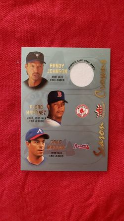 Randy Johnson jersey, pedro martinez and Greg Maddux baseball card