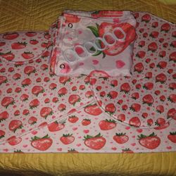 Strawberry shower Curtain And Rugs