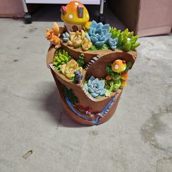 LED solar outdoor potted succulent decor.