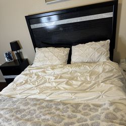 Queen Size Bed frame And Nightstand 