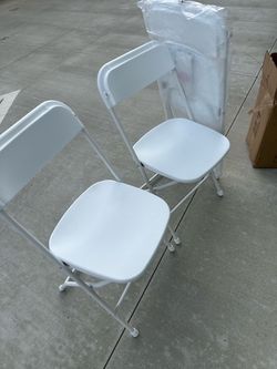 New 10 adults white plastic folding chairs in the box $100 each box