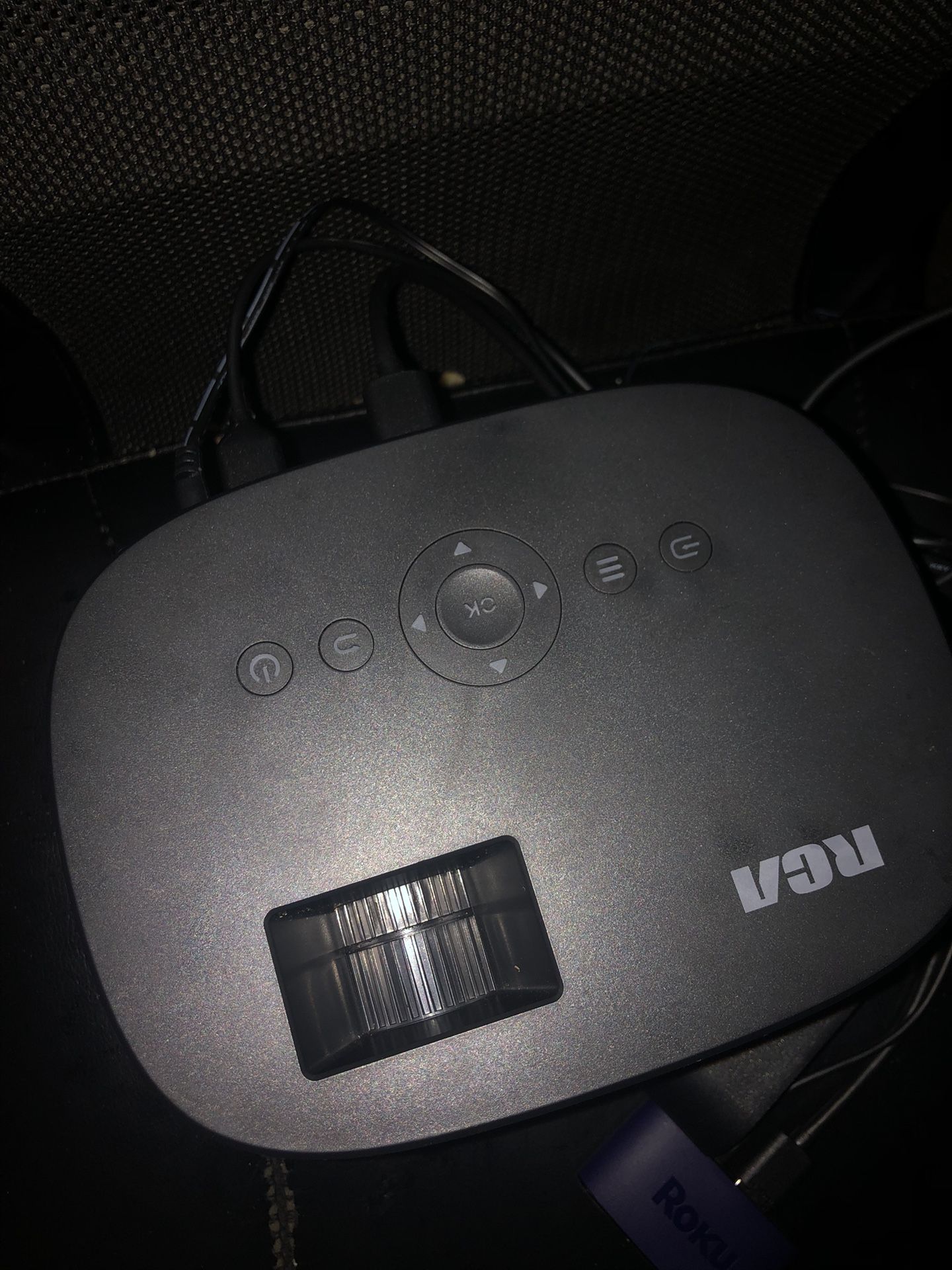 Black RCA Projector & Roku HDMI Streaming Media Player