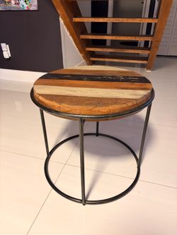 Rustic Wood & Metal Side Table