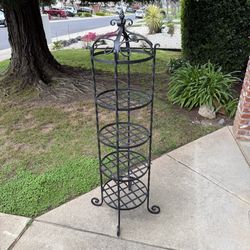 Vintage heavy wrought iron patio garden plant tower etagere 67” H x 16 Diameter Price is firm
