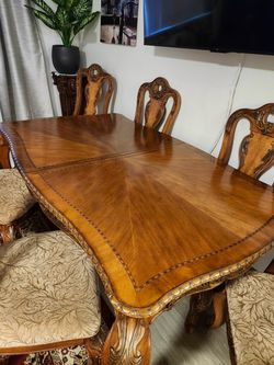 Dining table and six chairs
