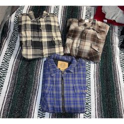 (3) Dickies Arizona Jeans Sideout Work Shirt Jacket Sherpa Lined Plaid Quilted L