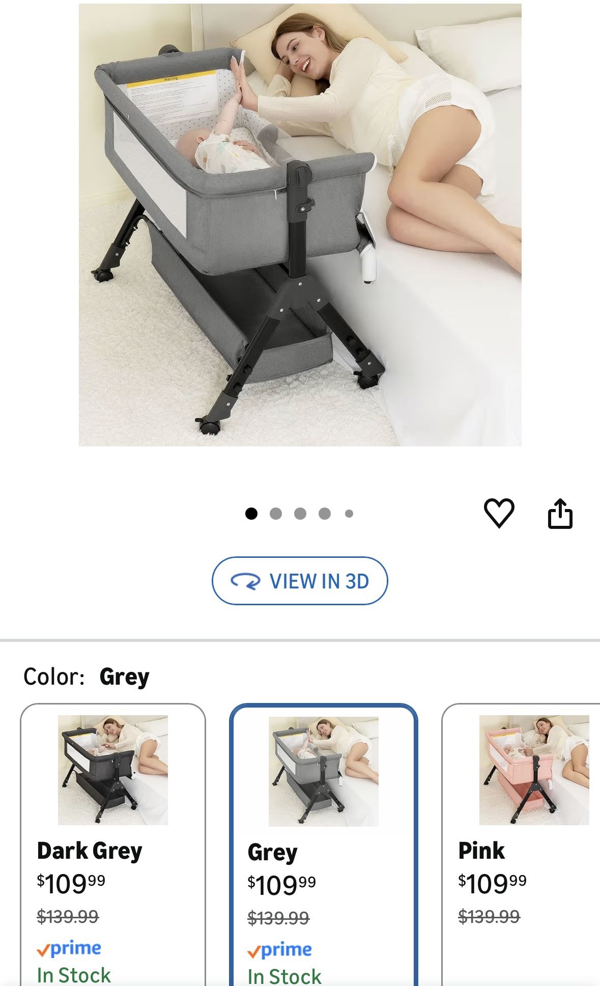 3 in 1 Baby Bassinet Bedside Sleeper, Bedside Crib for Baby