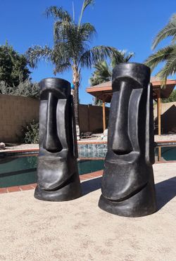 Cast Stone Statuary  Moai Tiki Yard Decor  Spheres Balls
