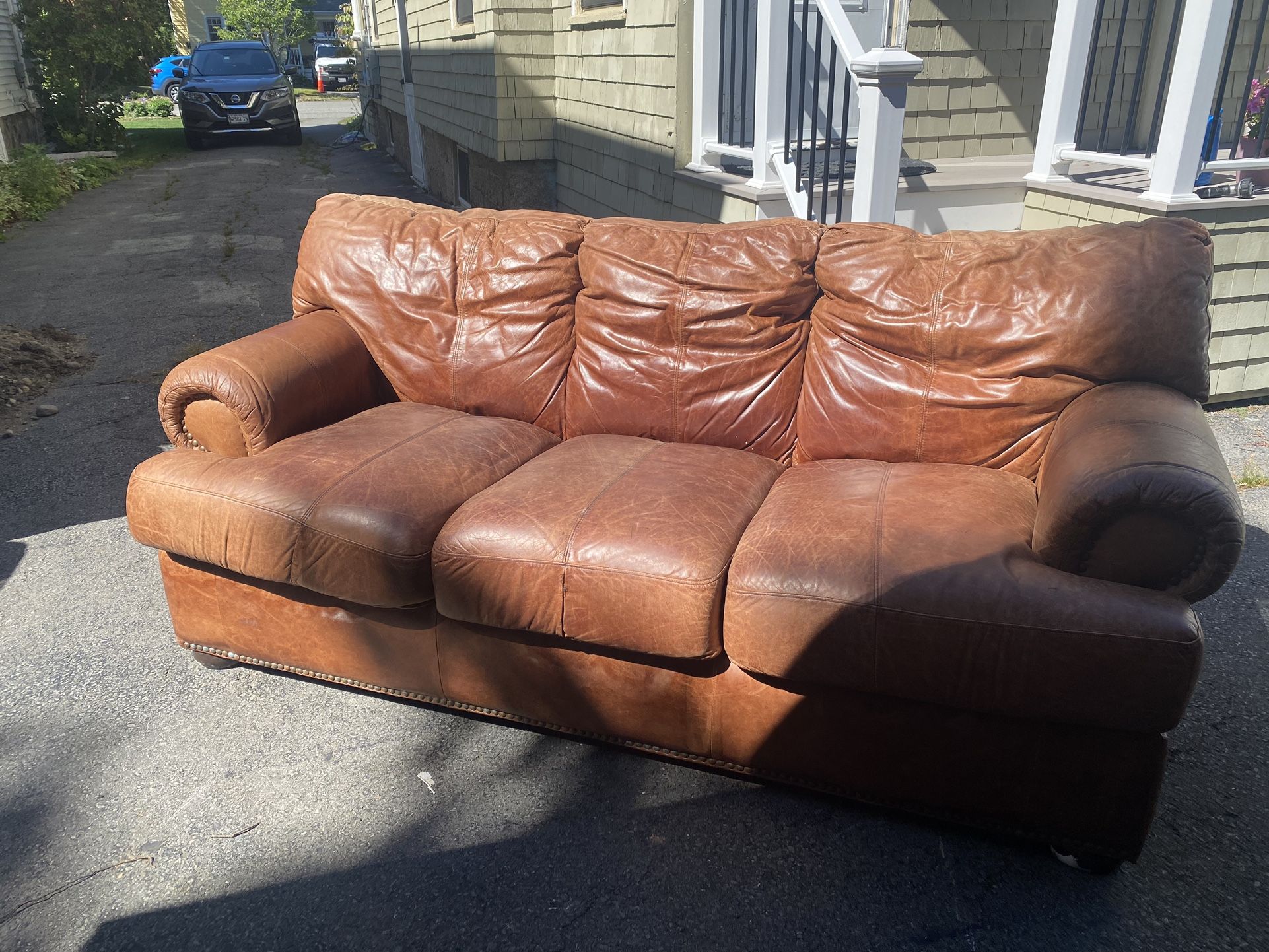 Brown Leather Sleeper Sofa