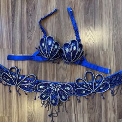 ROYAL BLUE Belly Dance Costume Bra, Belt & Skirt –Complete Outfit.