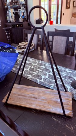 Rustic Wood and Metal Tiered Display Stand