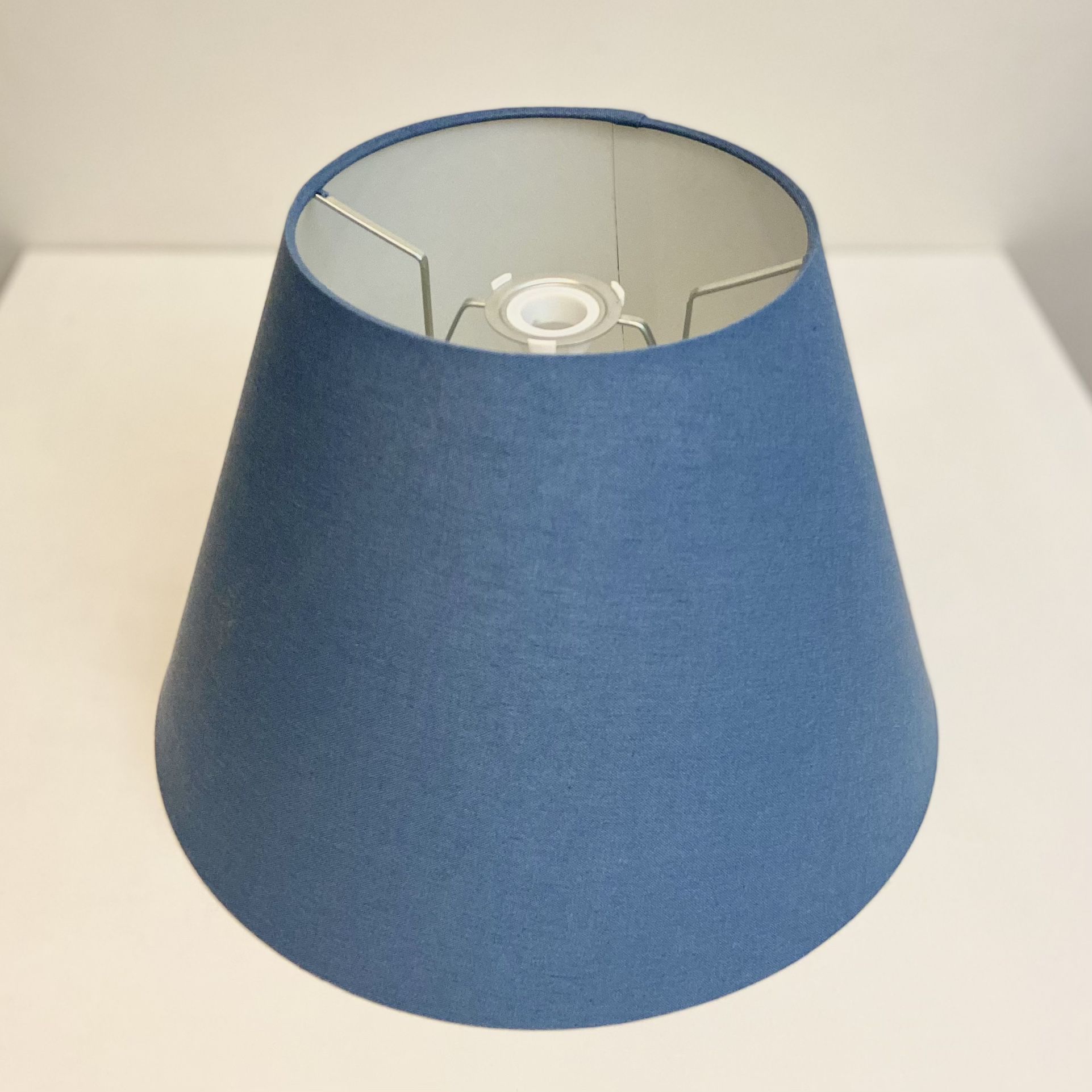 IKEA OLLSTA Textile Lamp-Shade, Blue •Large (last pic for size w a coke can) •Height 12”, Bottom Diameter 16.75”, Top Diameter 8.75” In MintCondition 
