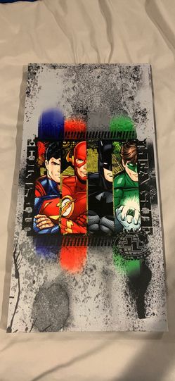 12” x 23.5” Canvas wrapped Justice League wall hanging