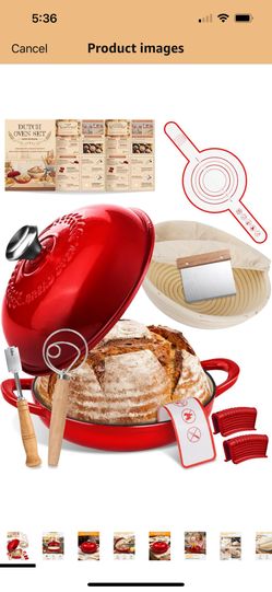 Dutch Oven Bread Baking Pot with Lid 6QT Enameled Cast Iron Oven, Red
