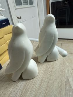 2  Marble   Birds figures 7” inch tall