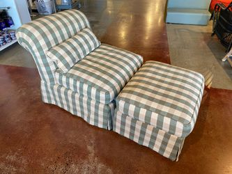 Plaid Chair with Ottoman