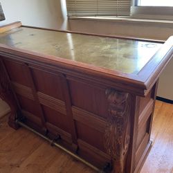 Wood Bar With Brass Top And Foot rail 