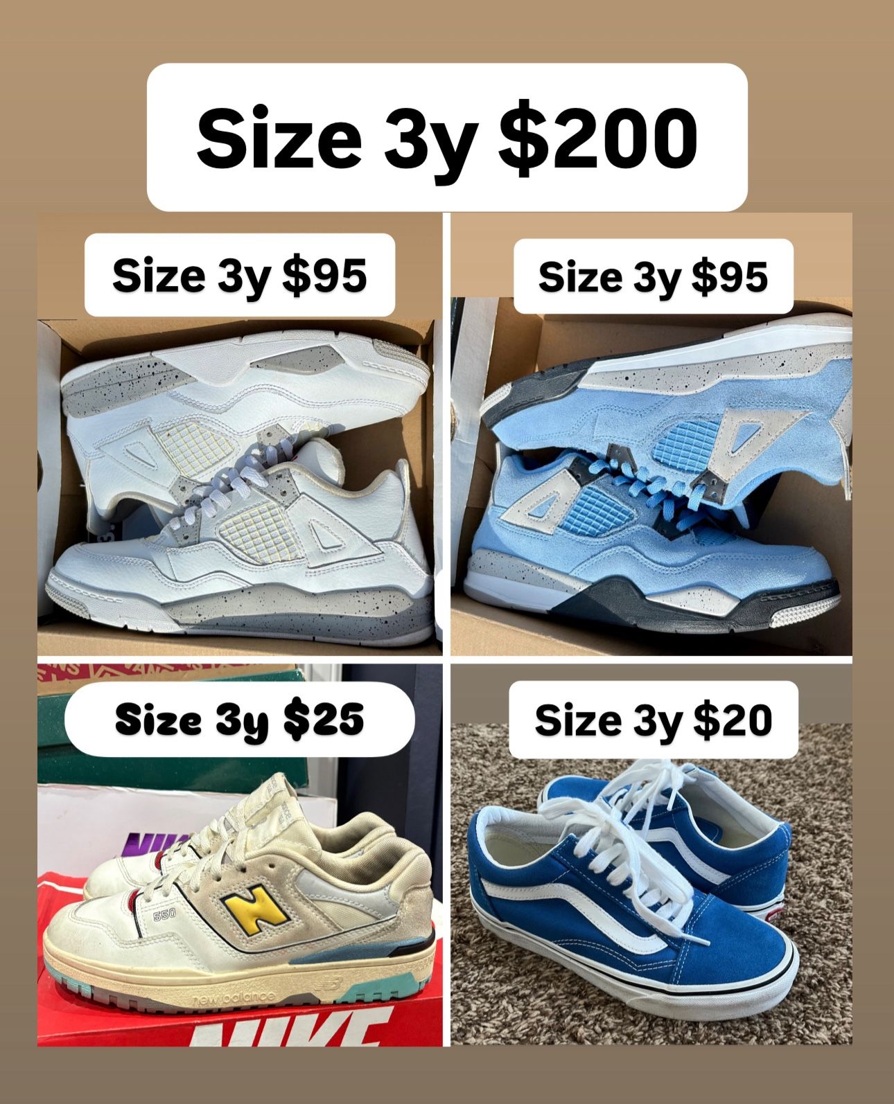 Jordan’s Nikes New Balance Vans Size 3y