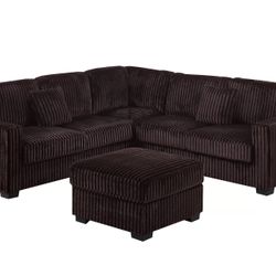 Black Sectional With Ottoman (NEW!!!)