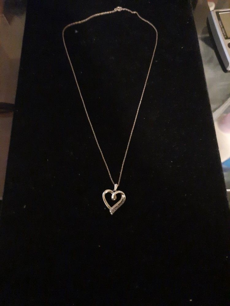 Sterling Silver Necklace with Sterling Silver Charm with Diamonds