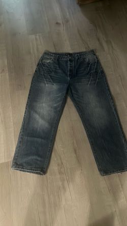 Purple Brand medium to light wash blue denim
