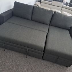 2pcs Sectional Sofa w/storage Chaise & pullout bed