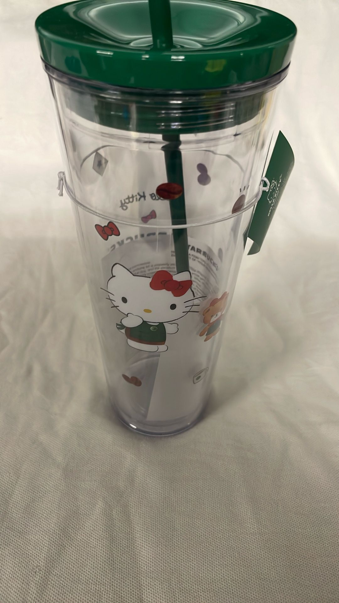 ✨ Limited Edition Hello Kitty x Starbucks Tumbler Cup – Rare Sanrio Collectible, Cute Red Bow & Coffee Bean Design ☕🐱 New