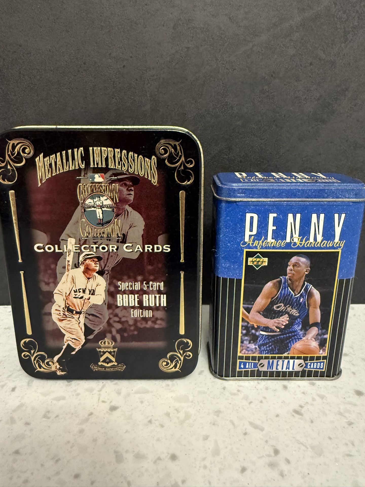 Babe Ruth And Penny Hardaway Metal Cards