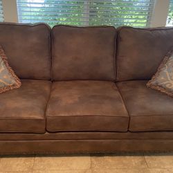 Brand New Spacious Brown Leather Couch 