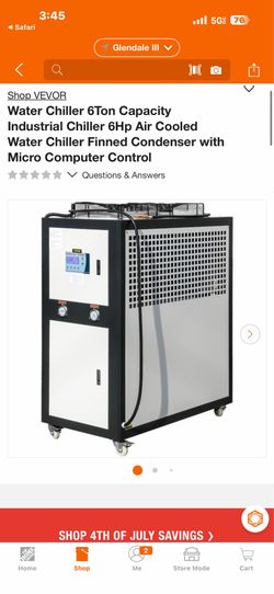 Shop VEVOR Water Chiller 6Ton Capacity Industrial Chiller 6Hp Air Cooled Water Chiller Finned Condenser with Micro Computer Control