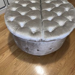 Champagne Velvet Storage Ottoman