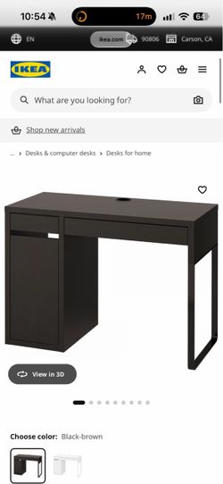 IKEA Black-Brown Desk with Drawer and Cabinet