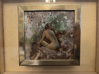 Hand Painted Nude Lady Sitting on a Stone signed by artist. Available at Coral Gables.
