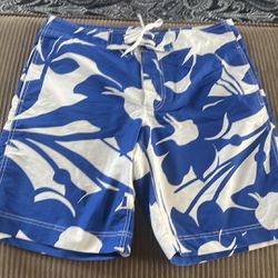 Converse One Star trunk shorts, blue & white pattern, size 36. 