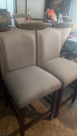 Set of 2 Upholstered Counter Height Bar Stools