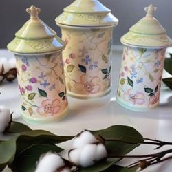 Vintage Hand painted Canisters By Tracy Porter in the “Evelyn” Collection