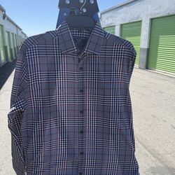 Men’s Black & Red Strip Long Sleeve Button Up