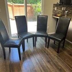4 Dark Brown Leather Chairs $99