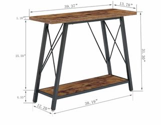 Rustic Industrial Console / Entryway Table with Storage Shelf – Like New
