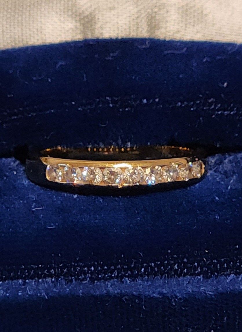 18 Karat Gold Diamond Chips,Wide Band Anniversary Ring