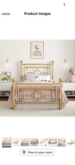 Gold twin Bed Frame And Twin mattress