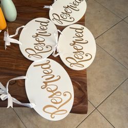 Wedding reserve Signs For Reception White And Gold 