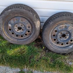 Set Of Tires On Rims.