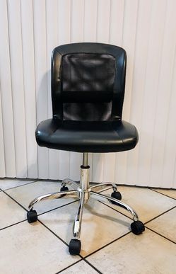 🪑 Black Mid-Back Vinyl Mesh Task Office Armless Swivel Chair
