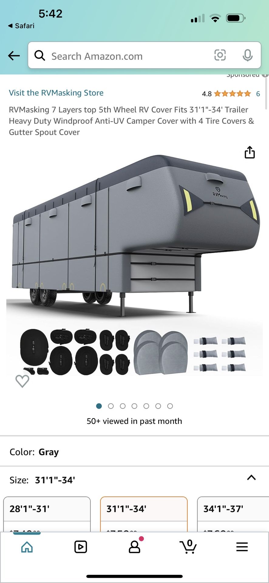 RV Cover For 5th Wheel 31'1"-34'  Size Trailer