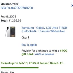 Samsung galaxy S25 Ultra 512GB (Unlocked)