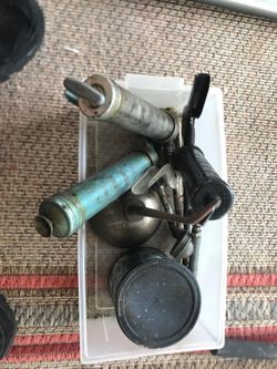 3 Grease Guns and Vintage Oil Can